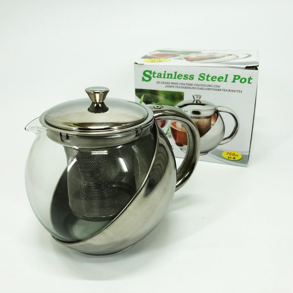 Скляний чайник з фільтром для заварювання чаю UNIQUE UN-1162 0.75 л, Красиві заварники для чаю PU-47 Львів - фото 4