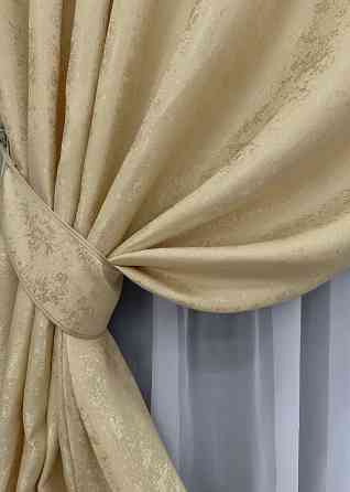 Комплект готовых штор VR-Textil Жаккард Мрамор Al1 № 439ш Золотистый 150х290 см 2 шт (30-179) Киев