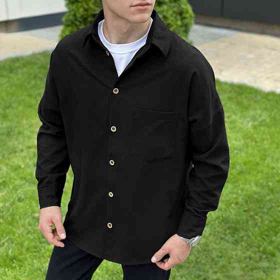 Чоловіча чорна сорочка з довгим рукавом Pobedov Founder Київ