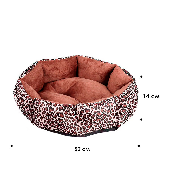 Лежак для котов собак круглый SY-2022-1208-97 Leopard M (50*18 см) Київ - фото 5