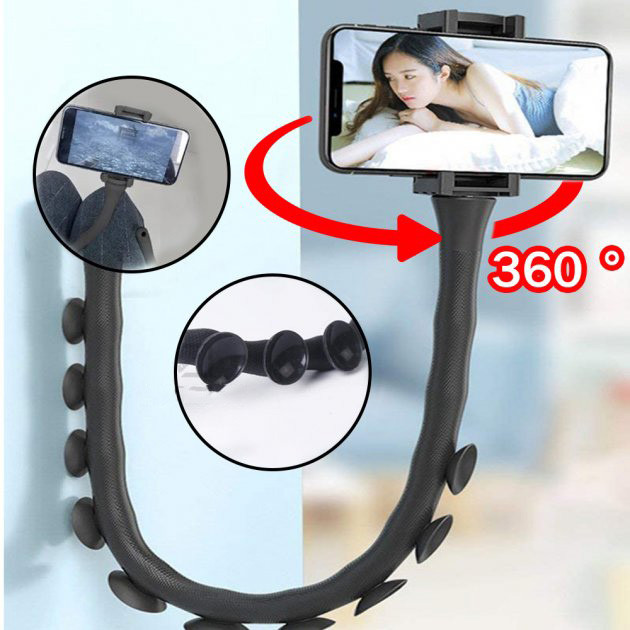Гибкий держатель для телефона с присосками универсальный Cute Worm Lazy Holder. Цвет: черный IG-70 Львов - изображение 10