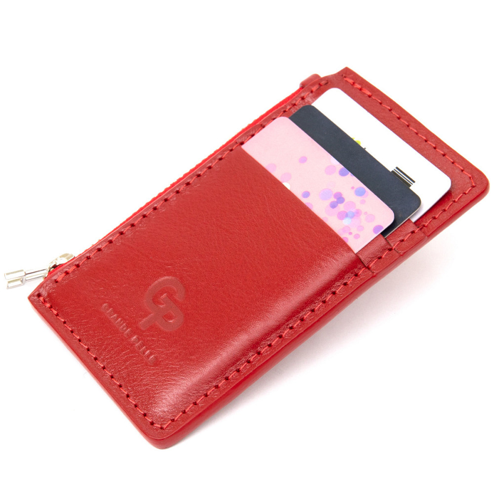 Яркий кожаный картхолдер GRANDE PELLE 11497 Красный Киев - изображение 3