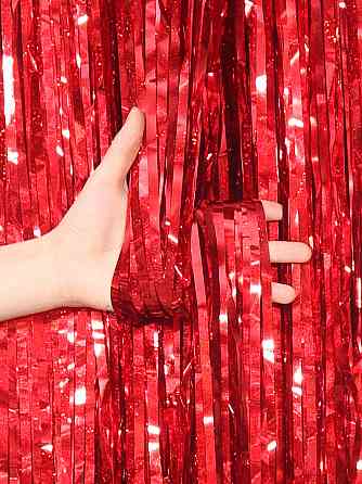 Шторка для фотозоны дождик с голограммой 3 м на 1 м красный Киев