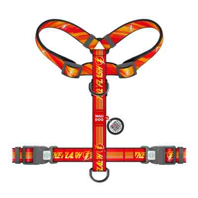 Шлей для собак WAUDOG Nylon H-образная с QR-паспортом "Флэш Лого", светоотражающая М (344-1083) Винница