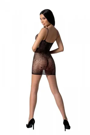 Ажурна мінісукня на тонких бретелях Passion BS096 One Size, black, плетіння на грудях Львів