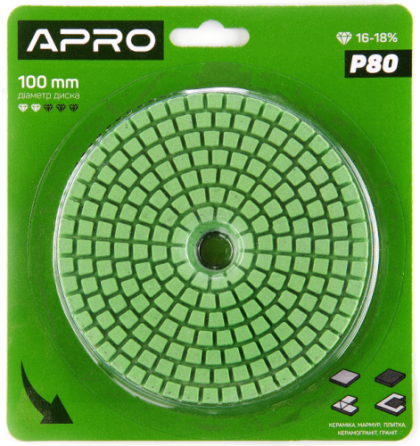 Круг алмазний шліфувальний на липучці 100 мм Р3000 APRO Рівне