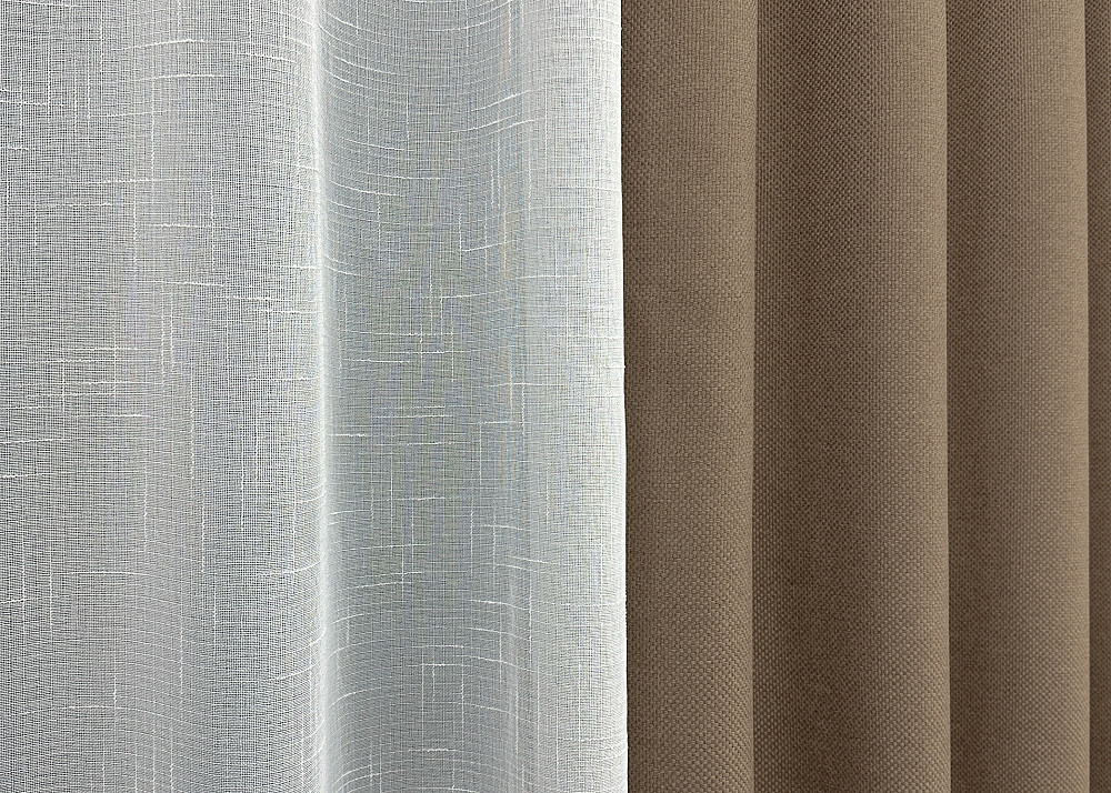 Комплект штор VR-Textil Лен Мешковина 100х270 2шт и Тюль 300х270 825ш-115т Темно-бежевый с белым 71-017/1 Киев - изображение 6