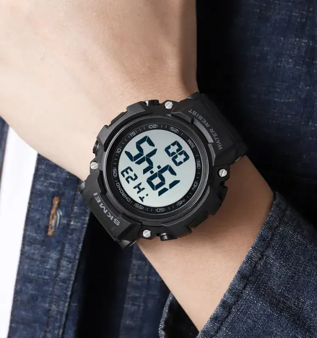 Чоловічий спортивний годинник Skmei 1886 (Чорний з білим) Київ - фото 7