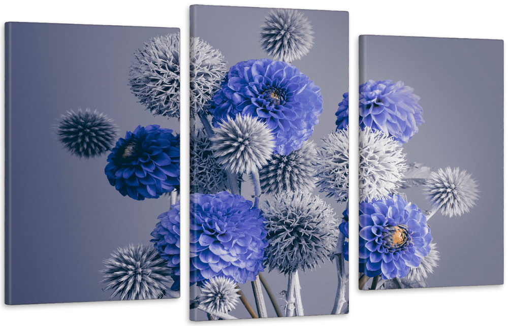 Модульна картина у вітальню/ спальню Сині квіти Art-569_3 100x150 см Київ - фото 1