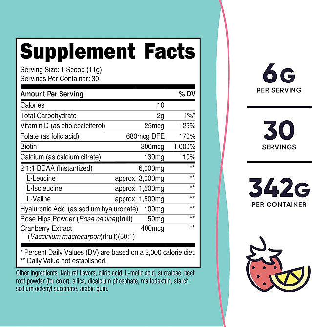 Women, BCAA 342 g (Strawberry Lemonade) Луцьк - фото 3