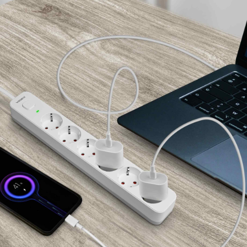 Мережевий подовжувач із заземленням 6 розеток 3м з кнопкою білий VF-PD63G-W Oncord Videx Житомир - фото 4