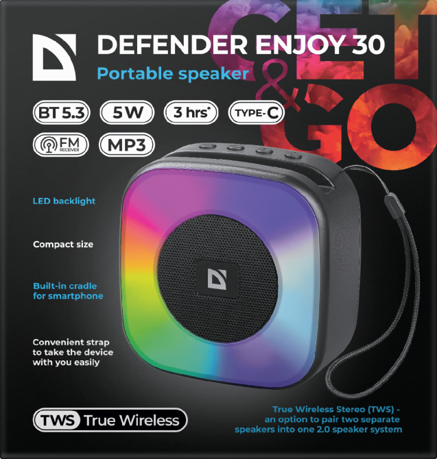 Портативна акустика Defender Enjoy 30 5Вт Black (65930) (7243794) Киев - изображение 6