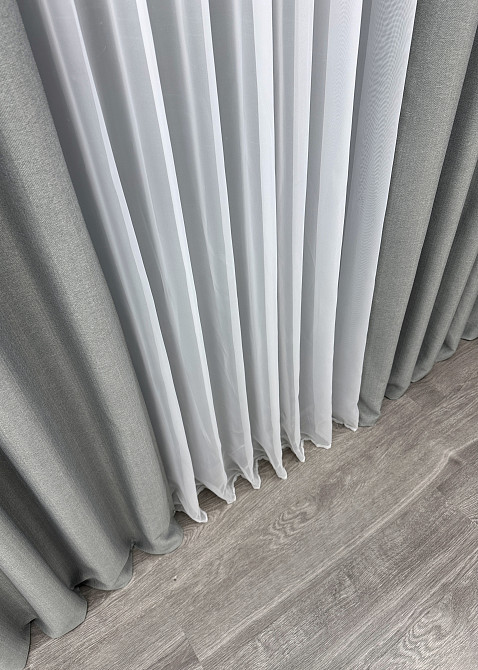 Шторна тканина Шеніл однотонний колір світло-сірий 1689ш Київ - фото 6