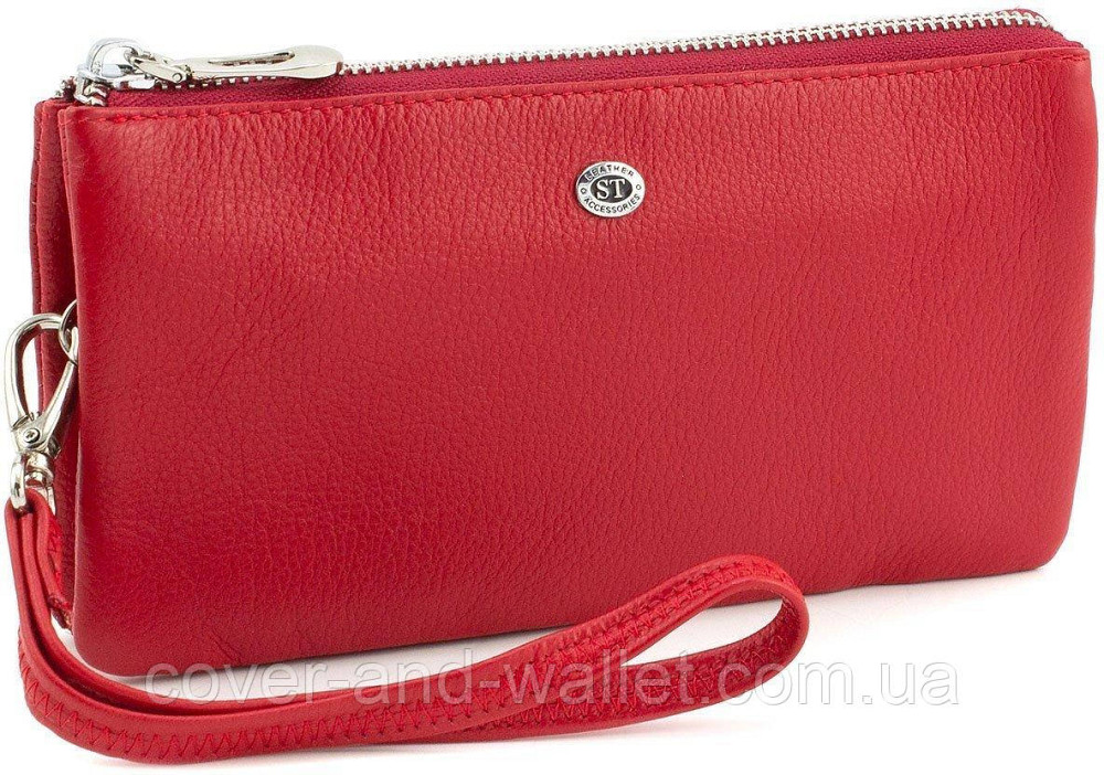 Красный женский кошелек-клатч из натуральной кожи на молнии ST Leather Киев - изображение 1