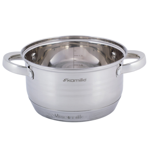 Каструля нержавіюча сталь 2л з кришкою порожнисті ручки 4911 KAMILLE Житомир - фото 8