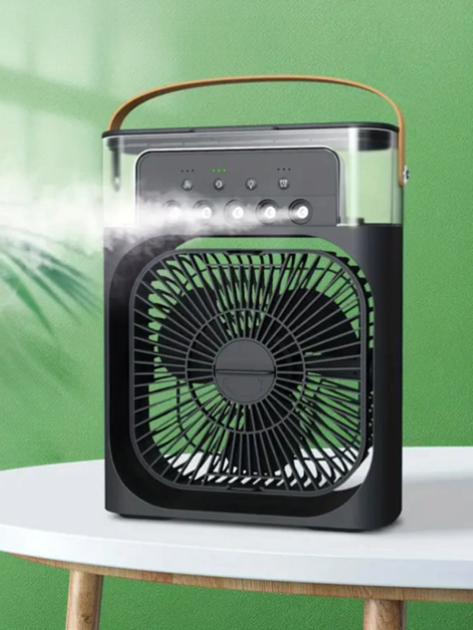 Портативний кондиціонер з контейнером для льоду 4в1: вентилятор, зволожувач, нічник, ароматизатор - чорний Київ - фото 5