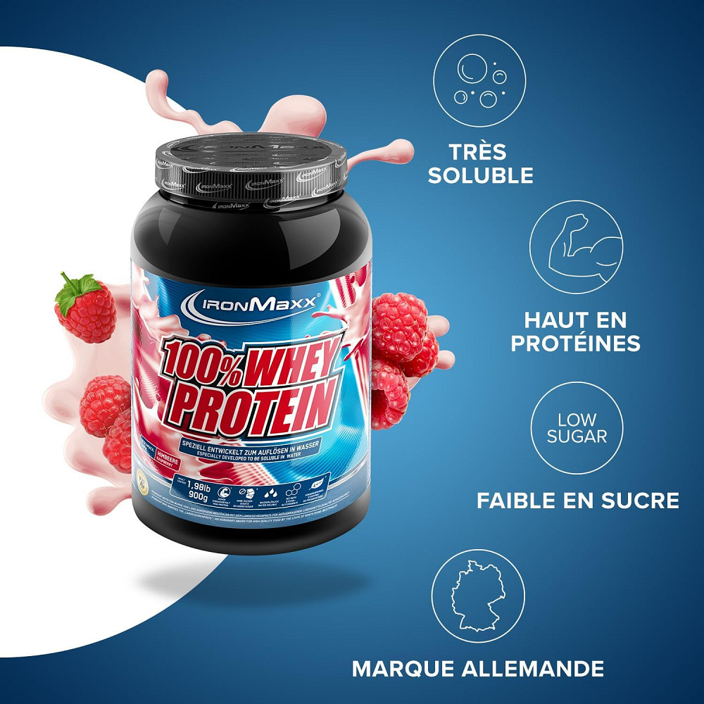 Протеин Ironmaxx 100% Whey Protein 900 g (Raspberry) Луцк - изображение 3