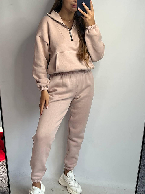 Флисовый спортивный костюм с молнией Бежевый XL-2XL Харьков - изображение 1