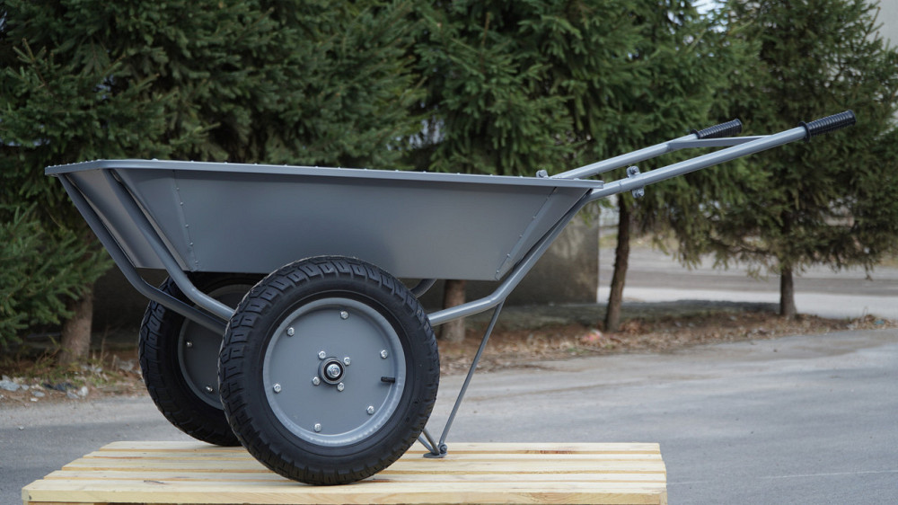 Тачка строительная Garden joys 390 Серая Тачка на двух колесах Тачка строительная усиленная двухколесная Белая Церковь - изображение 1