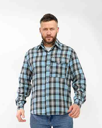 Чоловіча повсякденна картата сорочка турецький котон фланель Джинс, 54/56 Одеса