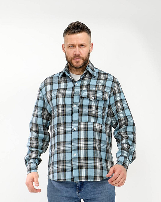 Чоловіча повсякденна картата сорочка турецький котон фланель Джинс, 54/56 Одеса - фото 6