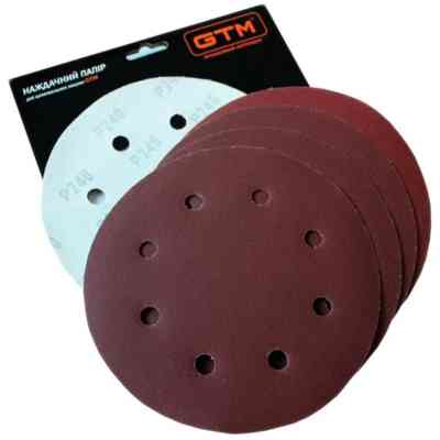 Наждачная бумага GTM круг с отверстиями 180мм Р-240, липучка, 5шт. (SZS180L P240) Винница