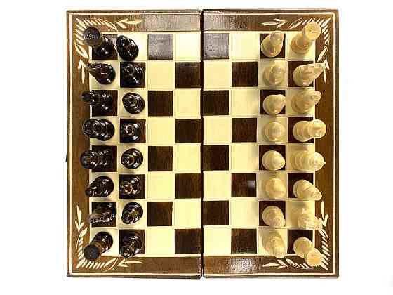 Шахматы, шашки, нарды, шахматная доска для игор 3 в 1 из натурального дерева размер 27х27 см (S) Каменец-Подольский