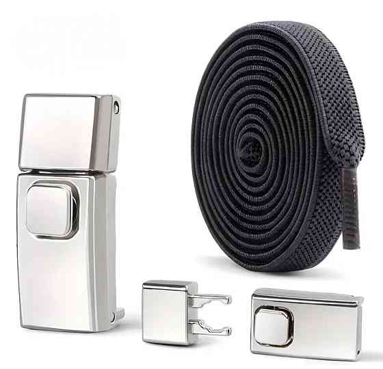 Еластичні шнурки без зав'язок з металевими застібками Темно-сірий Смела