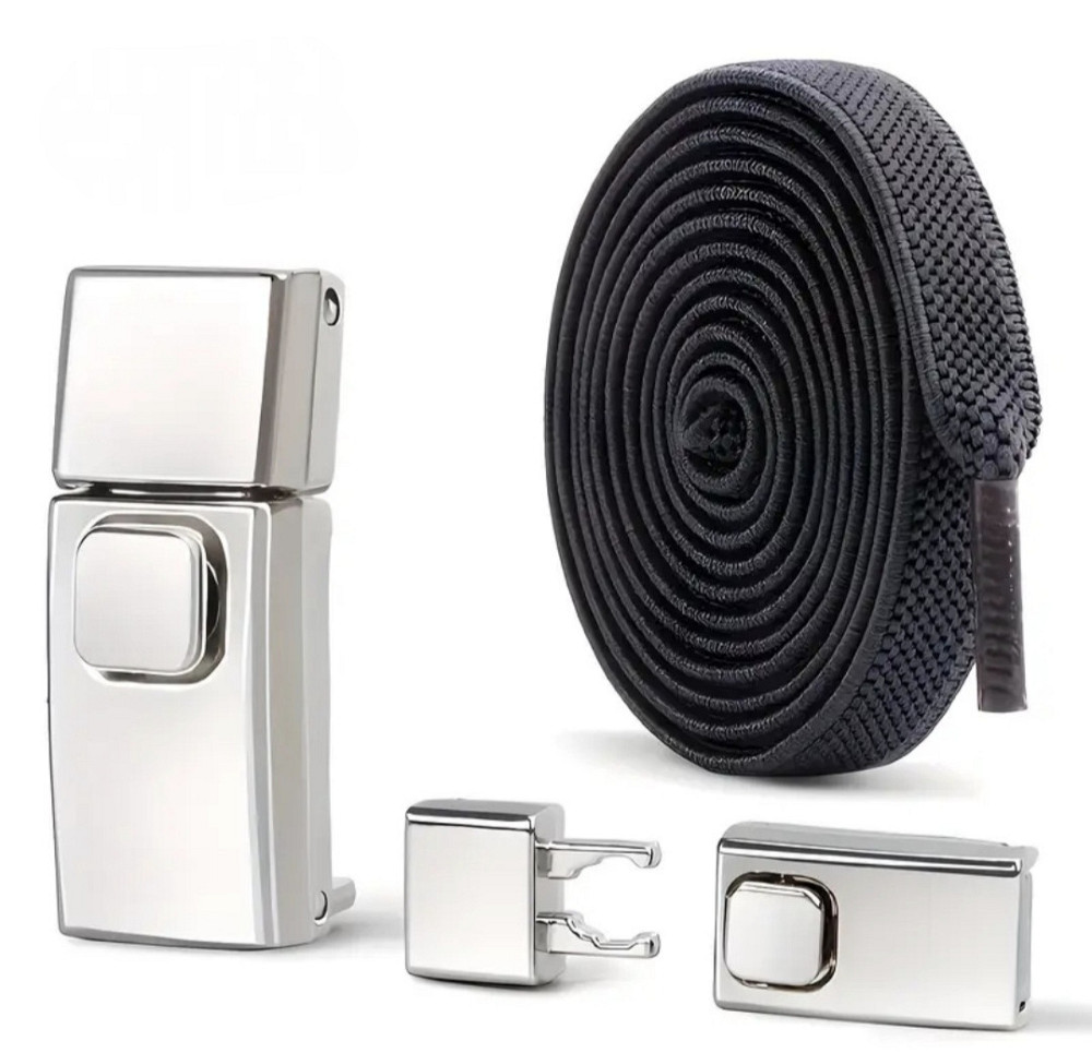 Еластичні шнурки без зав'язок з металевими застібками Темно-сірий Смела - изображение 1