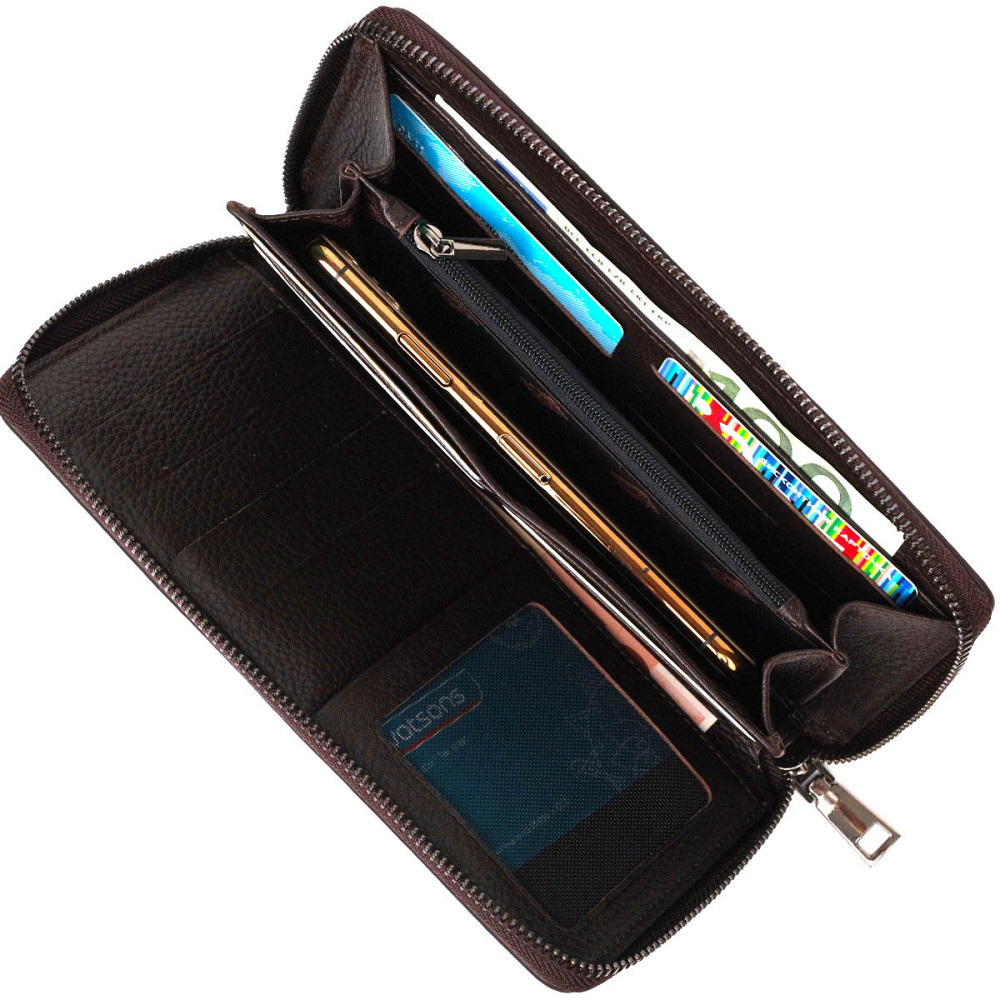 Цікавий чоловічий клатч з одним відділенням із натуральної шкіри Коричневий (BOND) Київ - фото 1