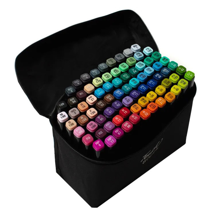 Скетч-маркери сумкою 80 шт, Двосторонні спиртові маркери для малювання, Художні маркери для скетчів FR-51 Івано-Франківськ - фото 3