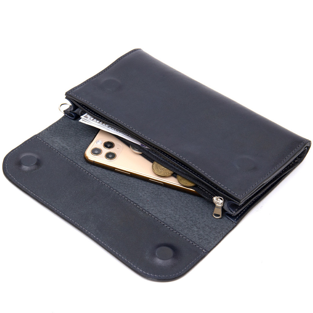 Стильный мужской клатч из натуральной кожи GRANDE PELLE 11427 Темно-синий Киев - изображение 5