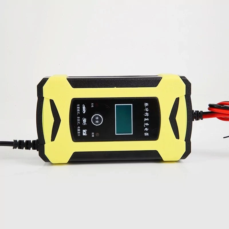 Автомобільний зарядний пристрій Foxsur 12V 6A для акумуляторів з дисплеєм LCD (Жовтий) Київ - фото 5