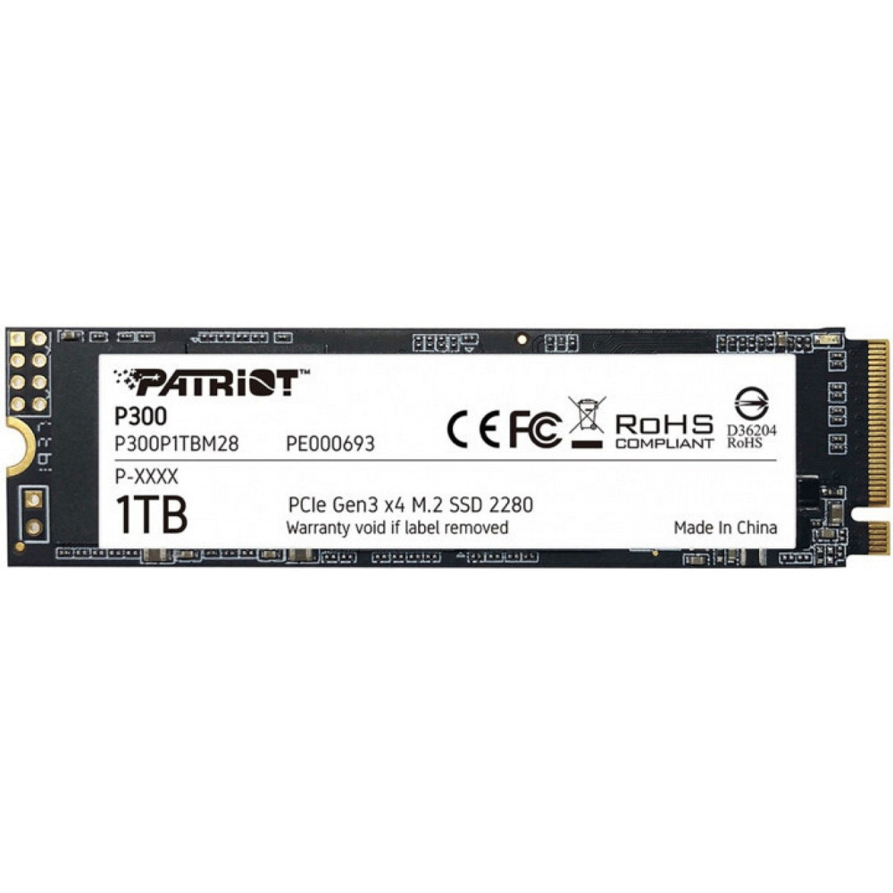 Накопичувач SSD 1TB Patriot P300 M.2 2280 PCIe 3.0 x4 NVMe TLC (P300P1TBM28) M.2 2280 Харьков - изображение 1