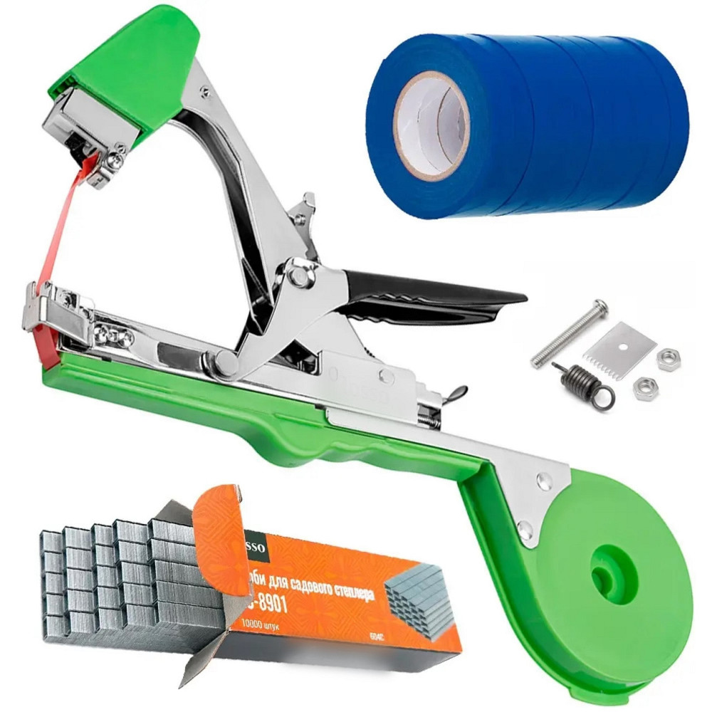 Набор для подвязки растений: Степлер + Скобы (10100 шт) + Лента (11 шт/330 м) Черновцы - изображение 1