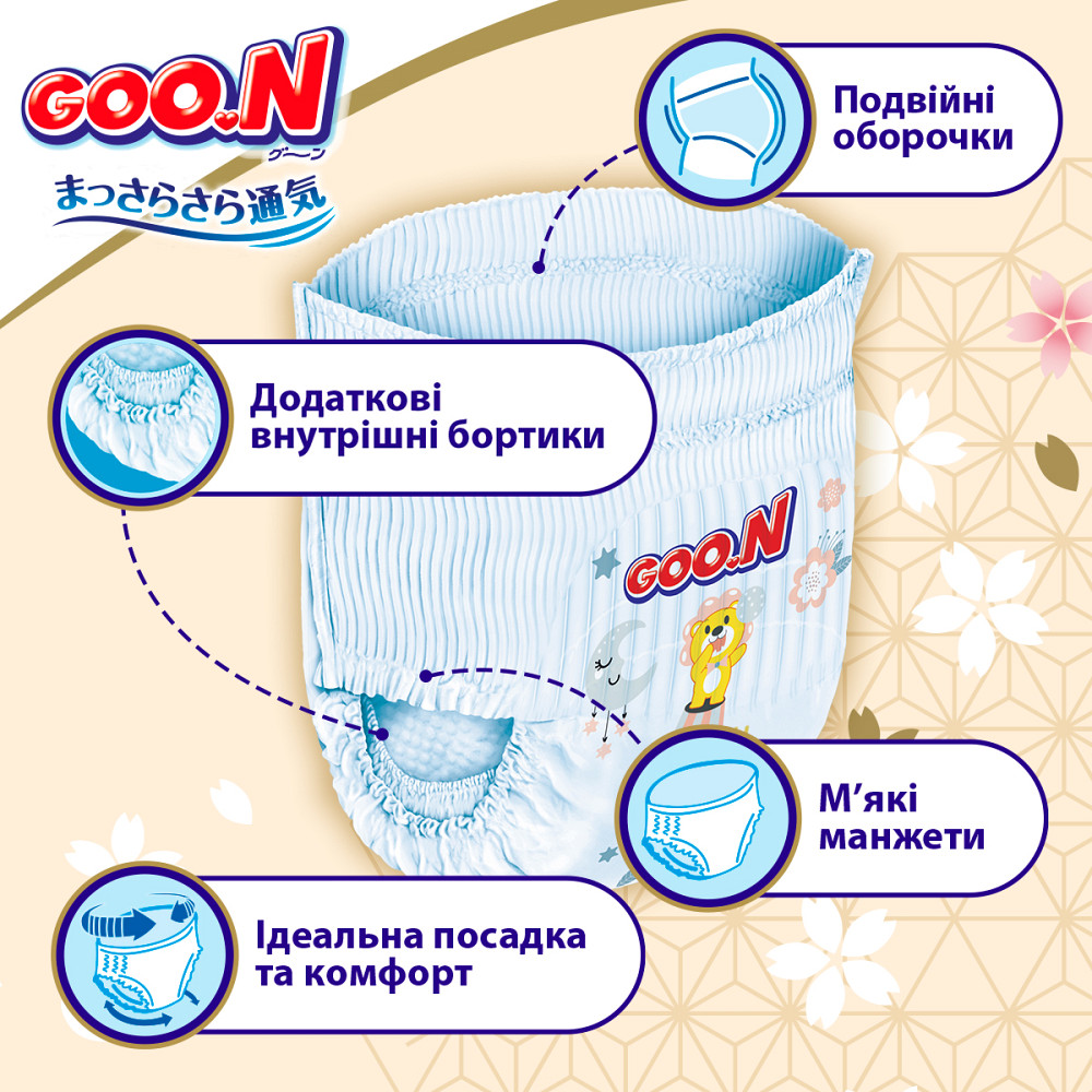 Трусики-підгузки Goo.N Premium Soft (розмір 7(3XL), 18-30 кг, 22 шт) Дніпро - фото 3