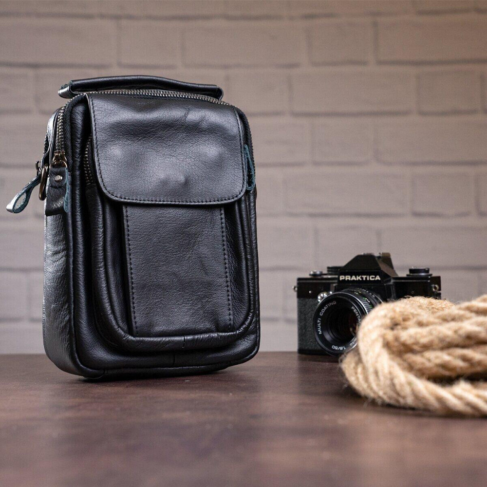 Сумка мужская кожаная Vintage 14816 Черная Киев - изображение 5