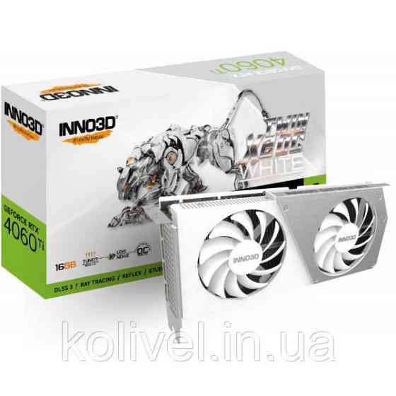 GeForce RTX4060 Ti Inno3D TWIN X2 OC WHITE, 16GB GDDR6, 128bit, PCI Express 4.0 X8 (N406T2-16D6X-178055W) Киев