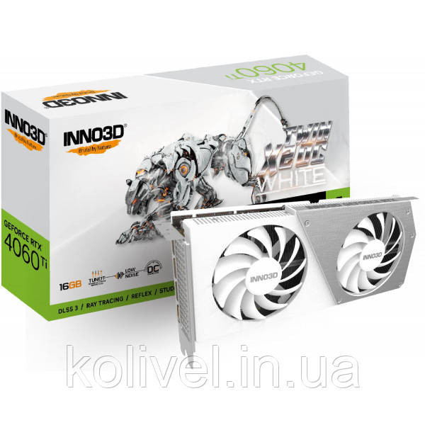 GeForce RTX4060 Ti Inno3D TWIN X2 OC WHITE, 16GB GDDR6, 128bit, PCI Express 4.0 X8 (N406T2-16D6X-178055W) Київ - фото 3