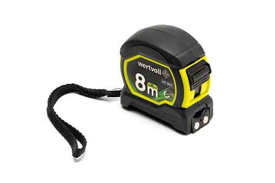 WERTVOLL Рулетка WERTVOLL 8 м×25 мм з магнітами фіксатор полотна покриття TPR нейлонове покритт Київ