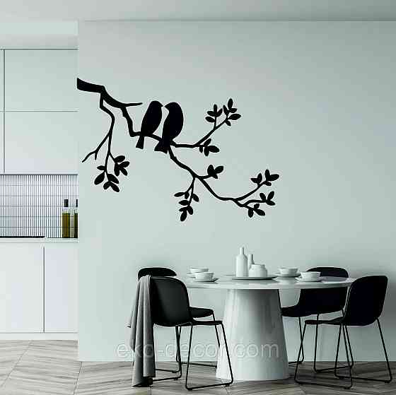 Декоративное настенное Панно «Две птички», Декор на стену 110*78 см, Черный Киев