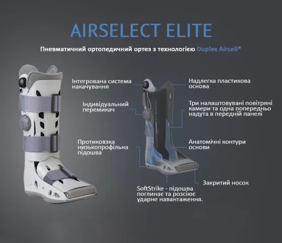 Пневматический ортопедический сапог с регулировкой давления Airselect Elite Днепр
