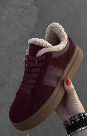 Без бренда Кеды женские Stella Vinci бордовые натуральная замша зима размеры 38-41 (5714) Коломыя