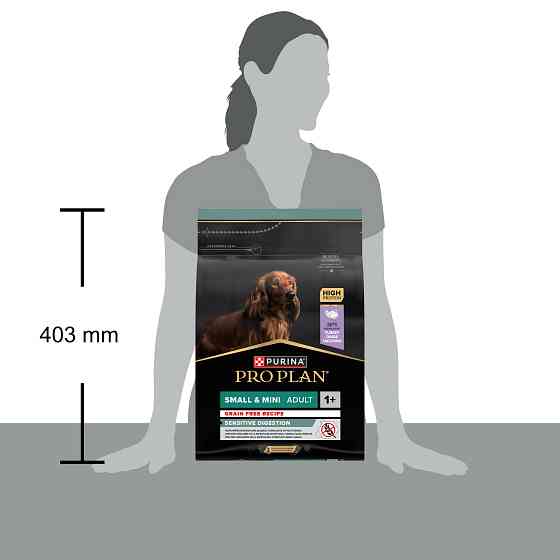 Сухий корм PRO PLAN Small&Mini Adult 1+ Sensitive Digestion для дорослих собак дрібних порід, з чутливим травленням, беззерновий, з індичкою, 2,5  Київ