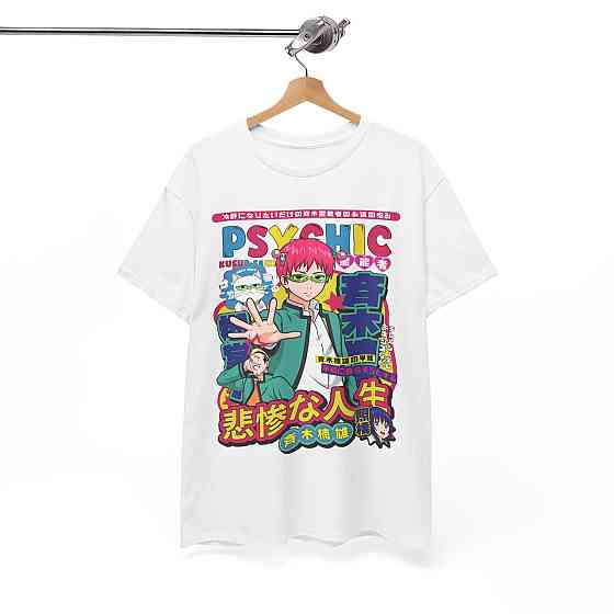 Футболка для хлопчика з аніме принтом Кусуо Саікі Дісастроус Ліфе оверсайз (зріст від 165 до 180) Чорний AnimeJ0156m Дніпро