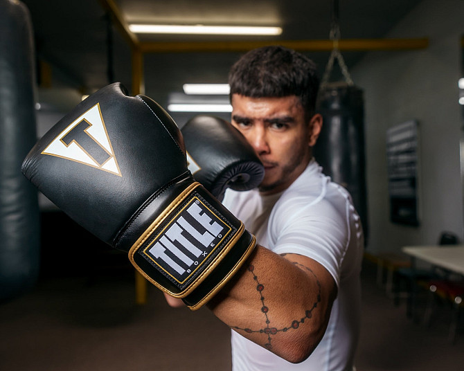 Боксерські рукавиці TITLE Boxeo Mexican Leather Quatro Black/White 12 oz (бинти 4м. в комплекті) Кам'янське - фото 9