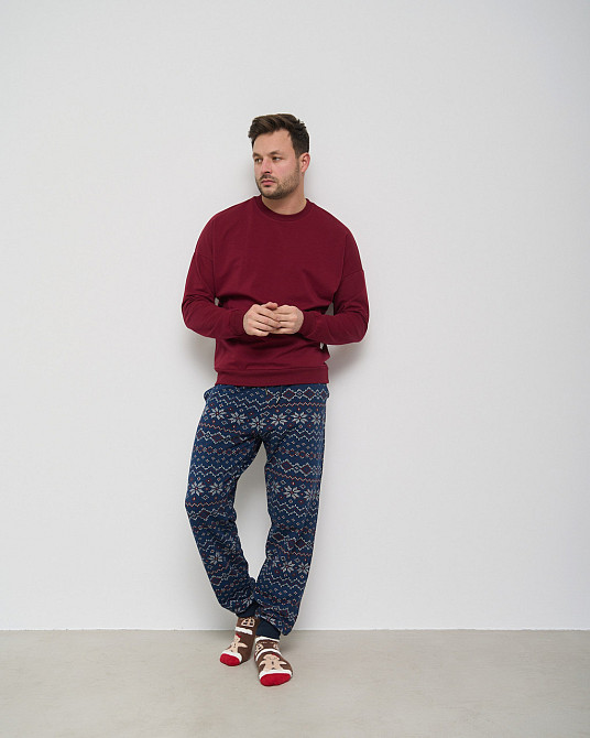 Чоловіча тепла піжама — Байка — штани в орнамент — Family look для пари Tom John 93430 XXL Київ - фото 1