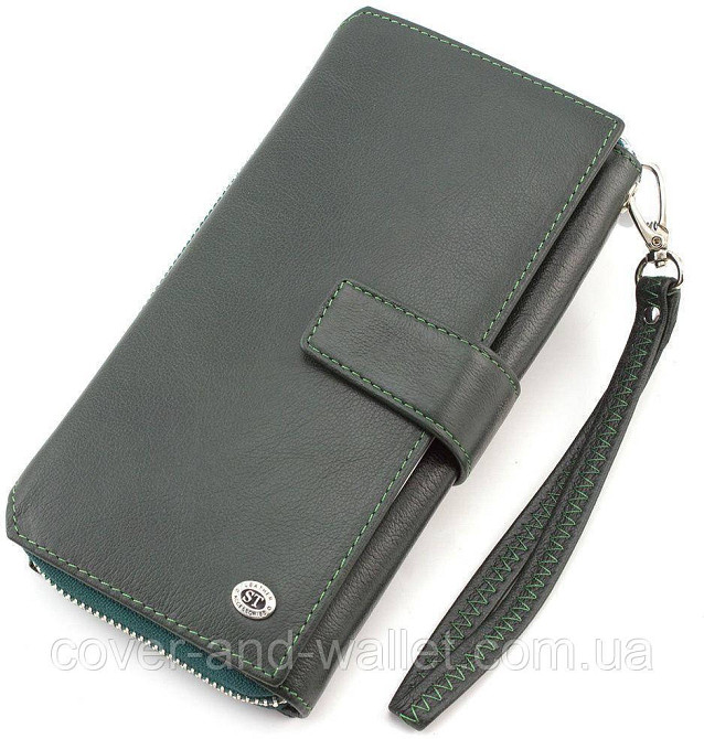 Чоловічий шкіряний гаманець клатч чорного кольору ST 228 Київ - фото 8