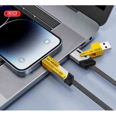 Дата кабель USB 2.0 AM to USB-C + USB 2.0 AM to Lightning 1.0m 60W black XO (NB283_4-in-1_Black) Винница