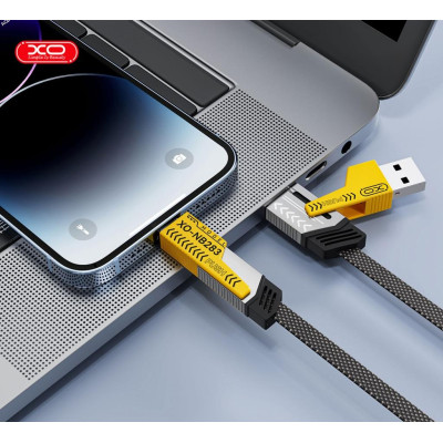 Дата кабель USB 2.0 AM to USB-C + USB 2.0 AM to Lightning 1.0m 60W black XO (NB283_4-in-1_Black) Винница - изображение 4